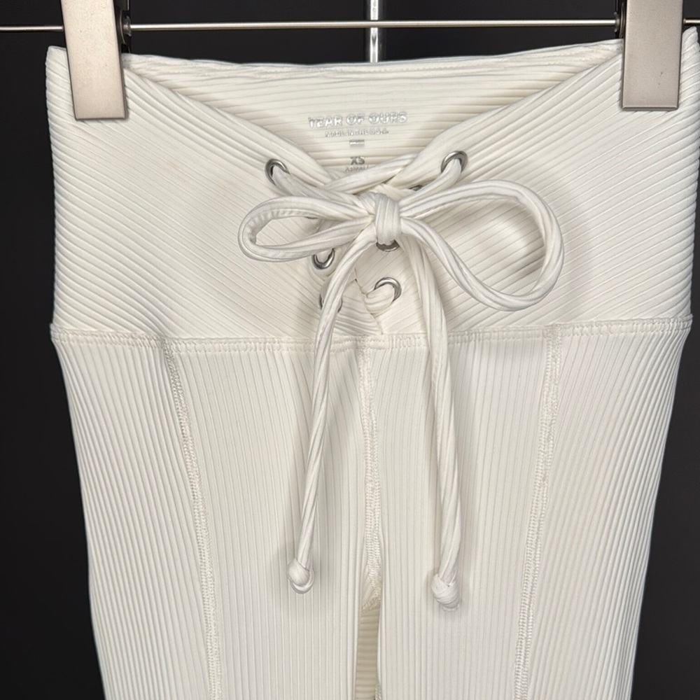 NWT YEAR OF OURS Ribbed Football Leggings Lace-Up Pants • White • XS - Picture 8 of 14